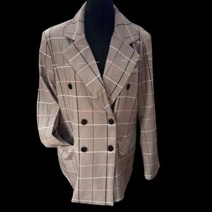 STYLEWE Double-Breasted Checkered Blazer
